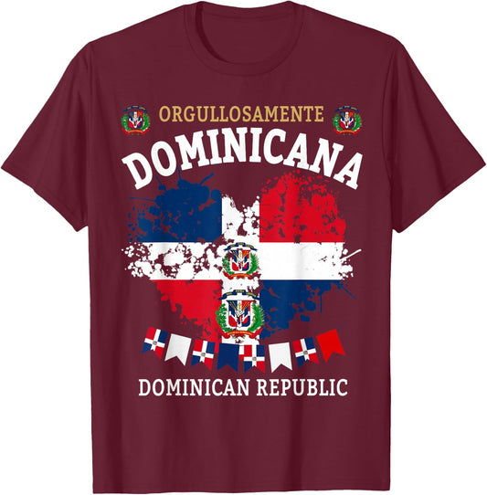 Republica Dominicana & Hispanic Dominican Flag T-Shirt - T-Shirt | Maroon