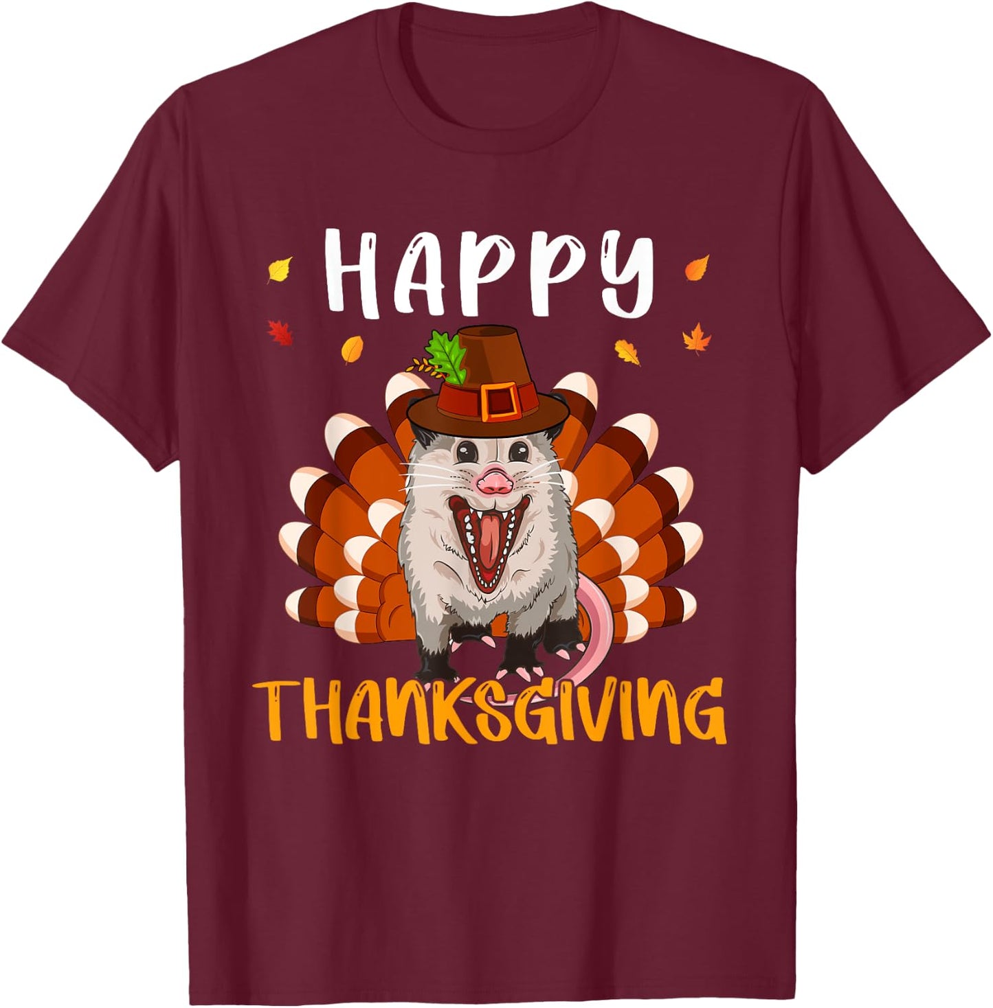 Thanksgiving Possum As Turkey Matching Kid Toddler Family T-Shirt - T-Shirt | Maroon