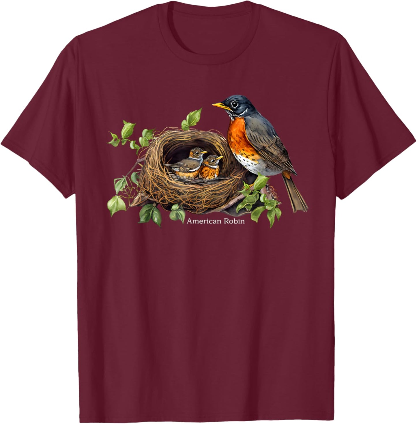 Backyard Bird Watching Watchers American Robin Birder T-Shirt - T-Shirt | Maroon