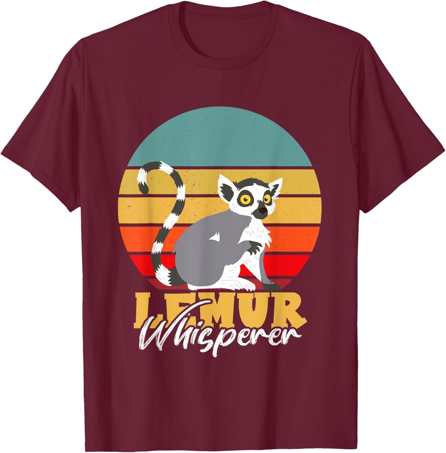 Retro Lemur Whisperer Madagascar Animal Cute Lemur Monkey T-Shirt - T-Shirt | Maroon