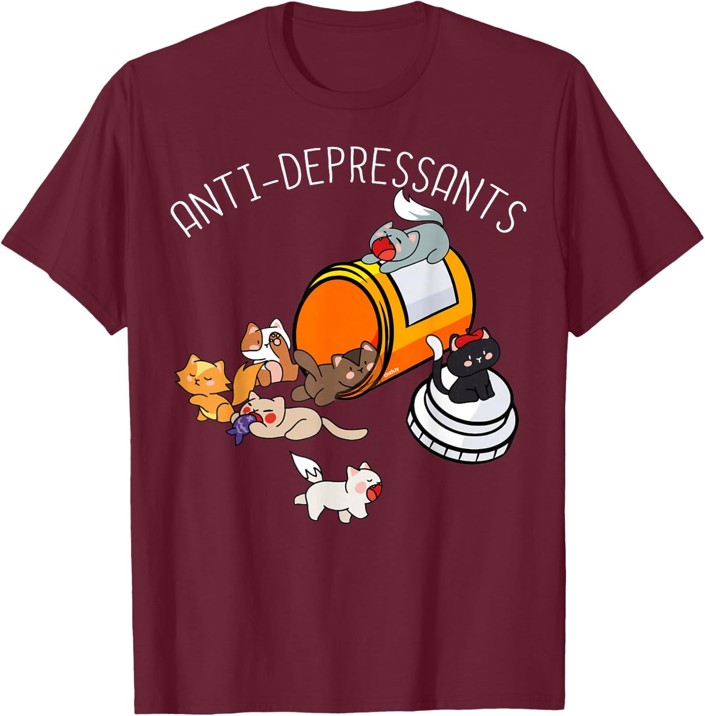 Medicine For Happiness Kittens Antidepressants Cats Costume T-Shirt - T-Shirt | Maroon