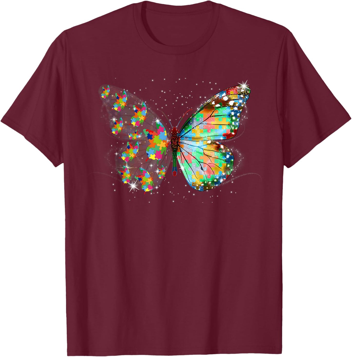 Autism Awareness Kindness Butterfly Peace Lover Men Women T-Shirt - T-Shirt | Maroon