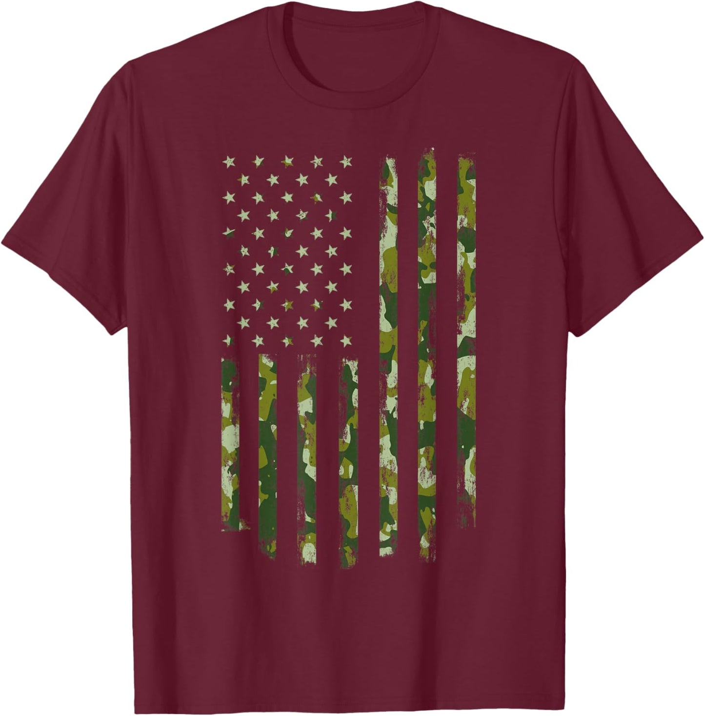 Camo American Flag USA Camouflage Men Boys Women Girls Kids T-Shirt - T-Shirt | Maroon