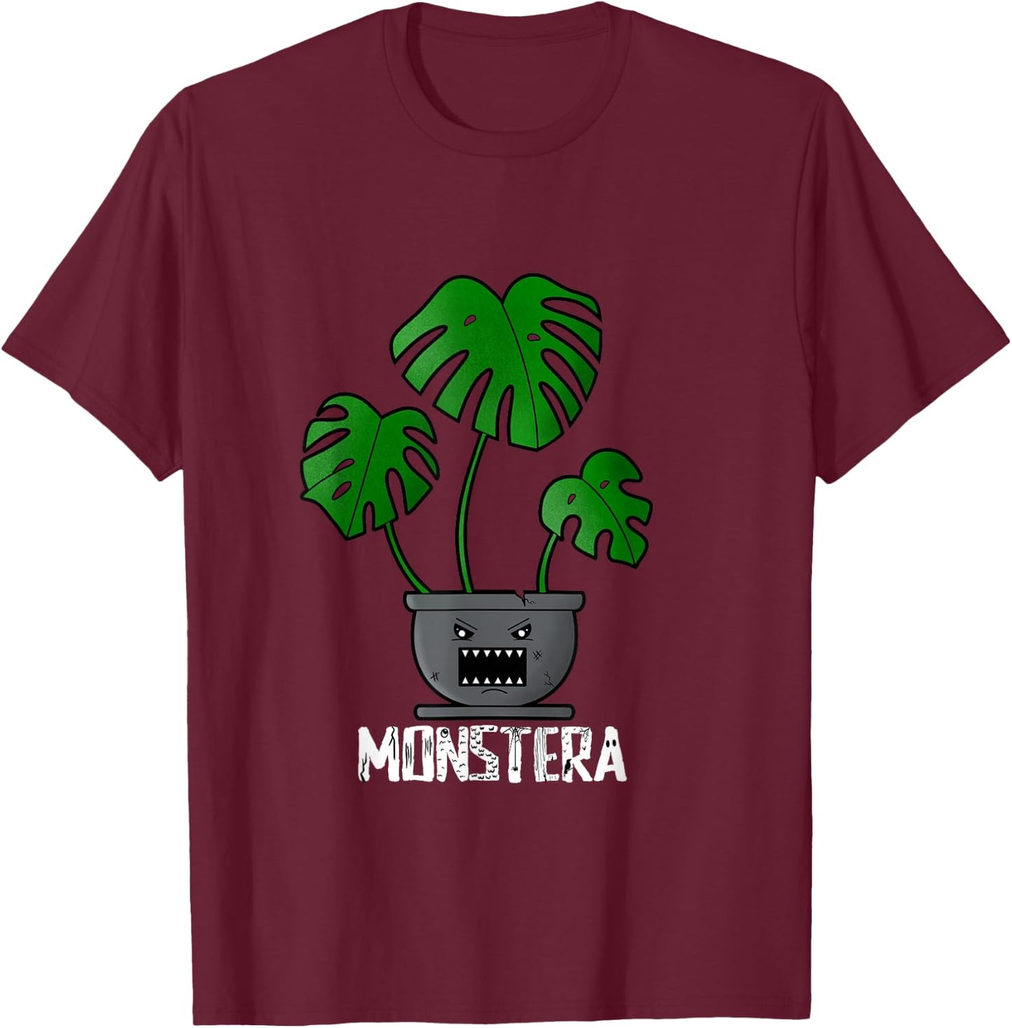 Monstera Deliciosa Plant Lover Funny Monster Dad Joke T-Shirt - T-Shirt | Maroon