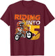 Kids Riding Into 5 Years Old Dirt Biker 5th Birthday Boys Kids T-Shirt - T-Shirt | Maroon