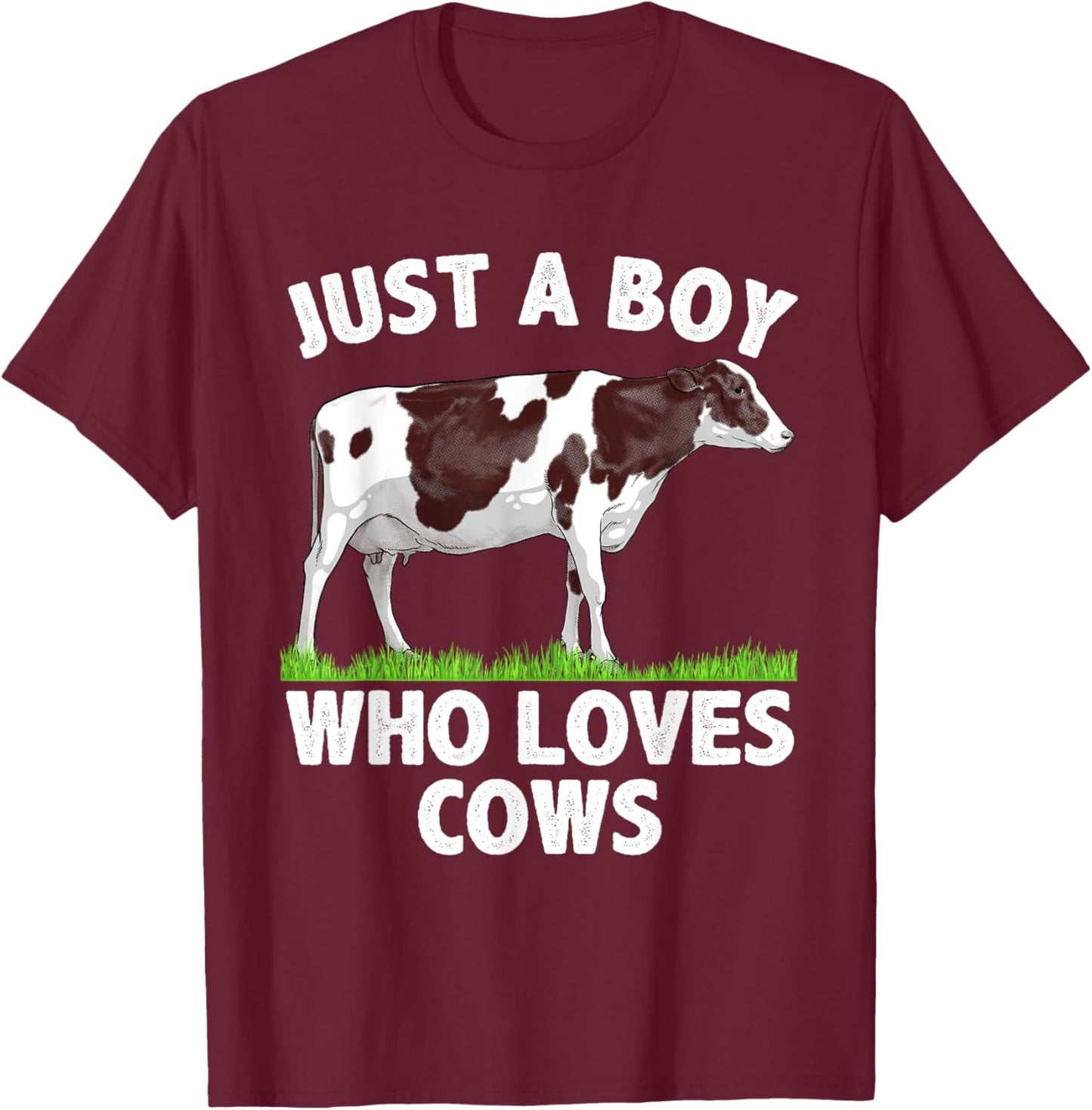 Funny Cow Design Boys Cow Farmer Livestock Animal T-Shirt - T-Shirt | Maroon
