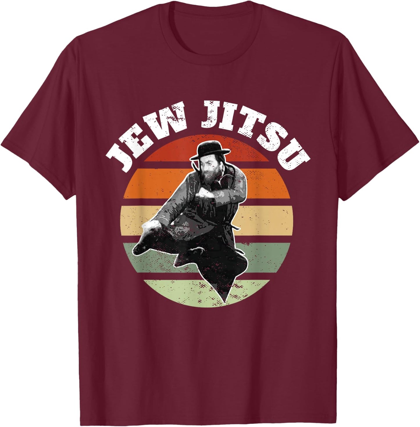 Jew Jitsu Funny Jewish Rabbi Martial Arts BJJ Jiu Jitsu T-Shirt - T-Shirt | Maroon