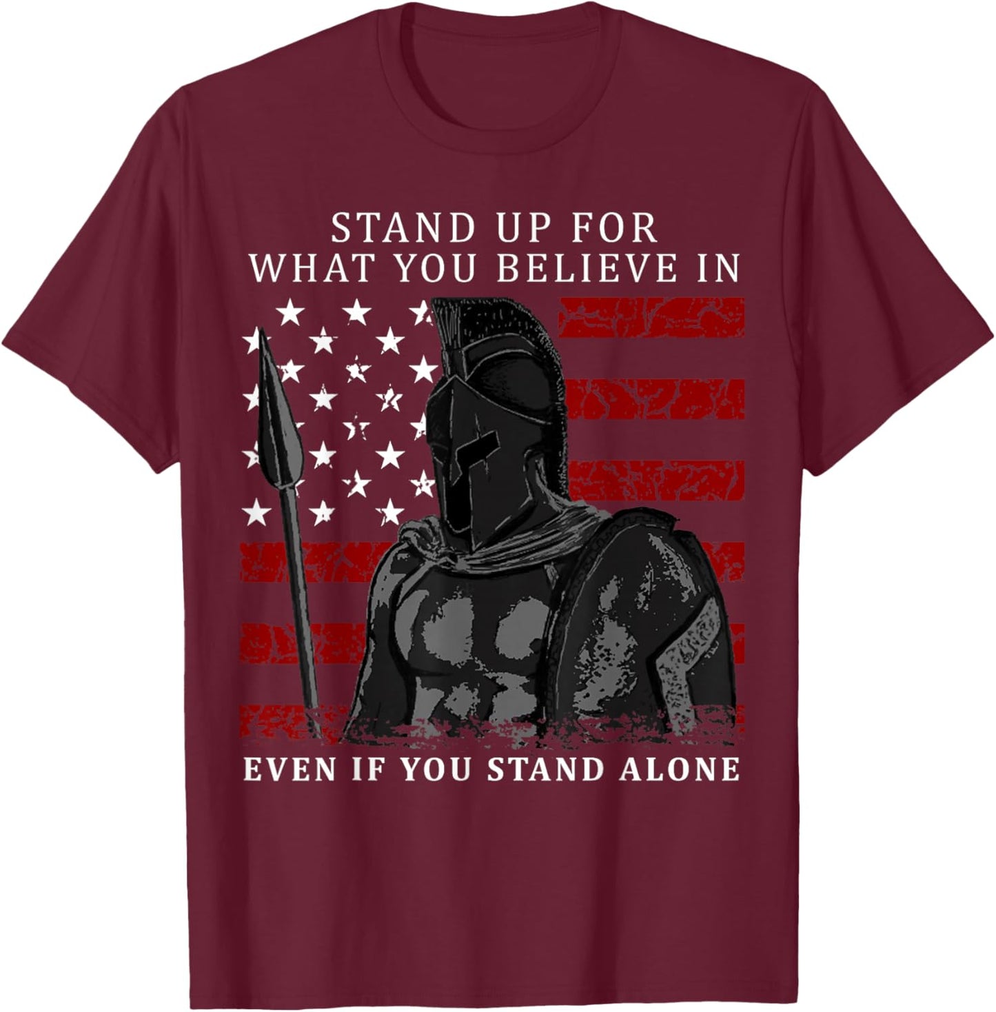 Spartan Warrior American Flag T-Shirt - T-Shirt | Maroon