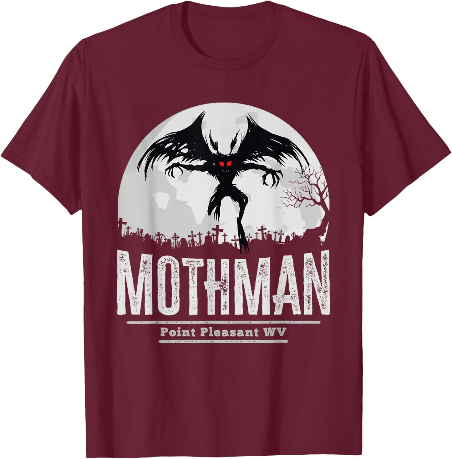 Mothman Cryptid Point Pleasant cryptozoology Halloween T-Shirt - T-Shirt | Maroon