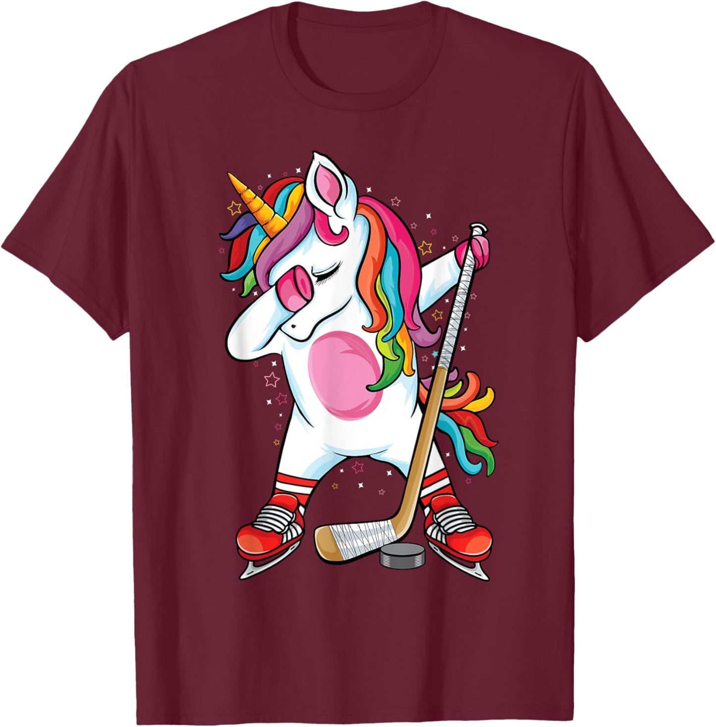 Dabbing Unicorn Ice Hockey Kids Boys Girls funny ice Hockey T-Shirt - T-Shirt | Maroon