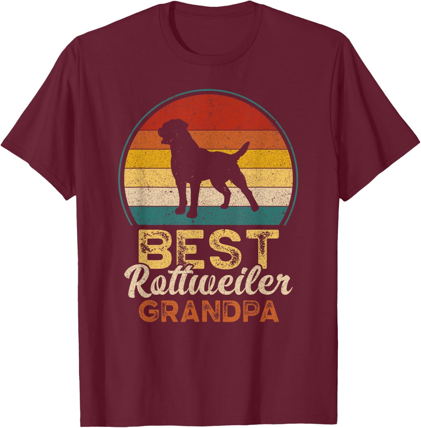 Best Rottweiler Grandpa, Father's Day, Grandfather T-Shirt - T-Shirt | Maroon
