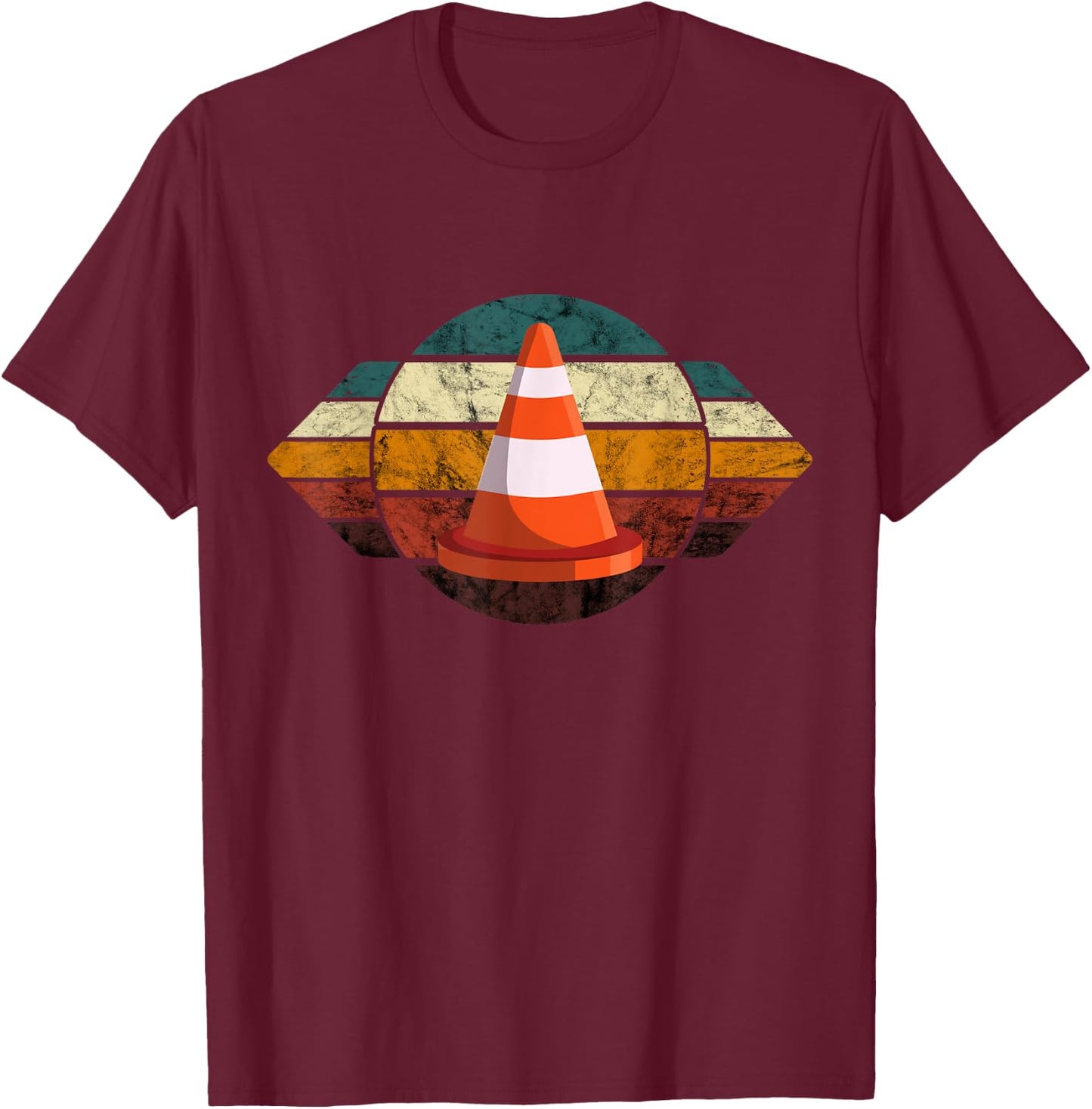 Traffic Cone Costume Retro Safety Cone Vintage Traffic Cone T-Shirt - T-Shirt | Maroon