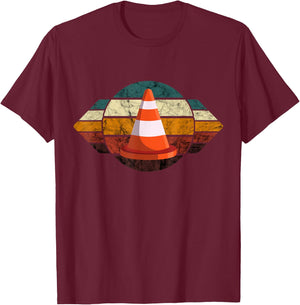 Traffic Cone Costume Retro Safety Cone Vintage Traffic Cone T-Shirt - T-Shirt | Maroon