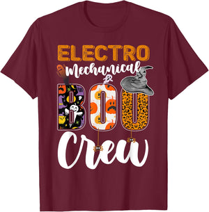 Electro-mechanical Boo Crew Halloween Matching Tech T-Shirt - T-Shirt | Maroon