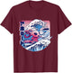 Axolotl is Surfing Japanese Great Wave Axolotl Anime Kawaii T-Shirt - T-Shirt | Maroon