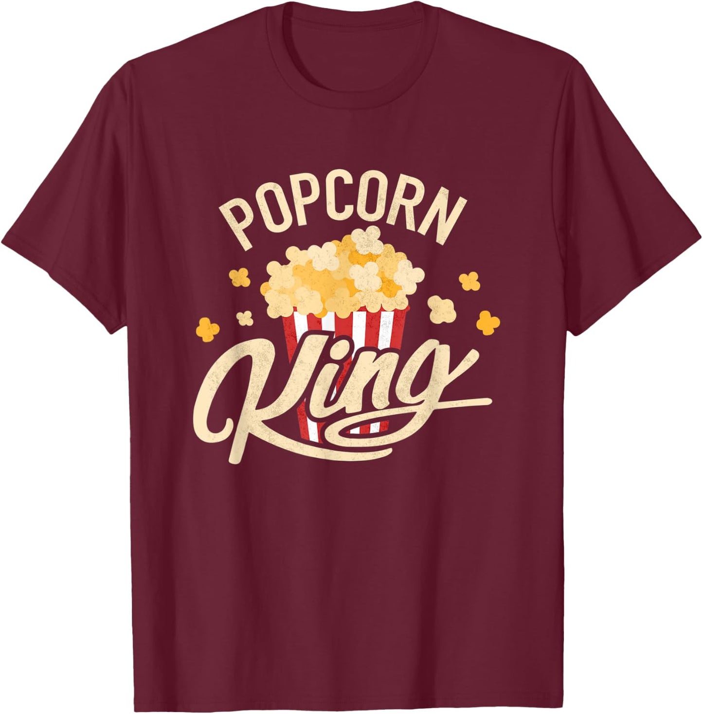 Funny Popcorn King Cute Snack Cinema Men Boys Kids Costume T-Shirt - T-Shirt | Maroon