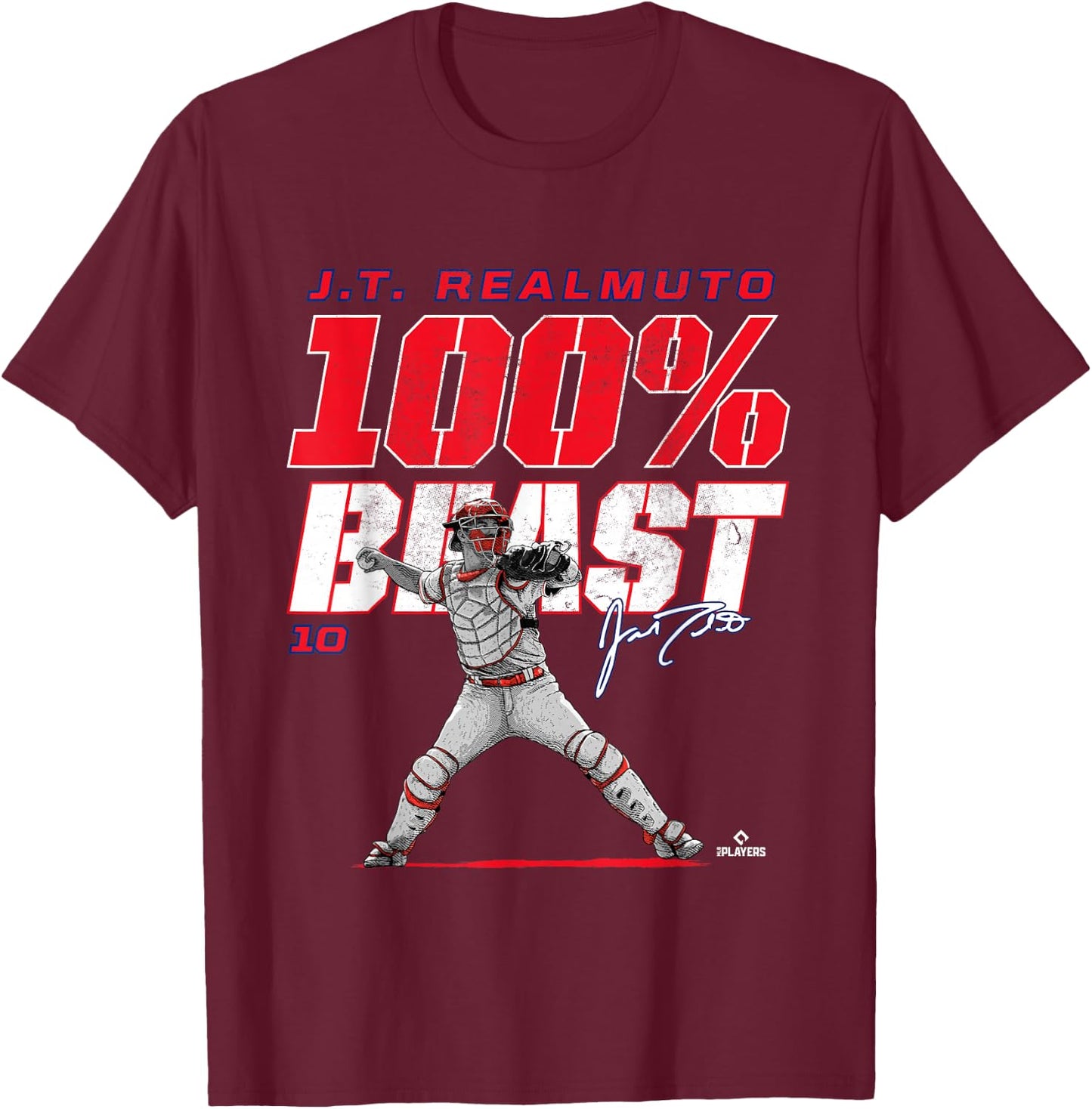 100% Beast JT Realmuto Philadelphia MLBPA T-Shirt - T-Shirt | Maroon
