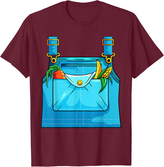 Easy Halloween Outfit Women Kids Farmer Costume T-Shirt - T-Shirt | Maroon
