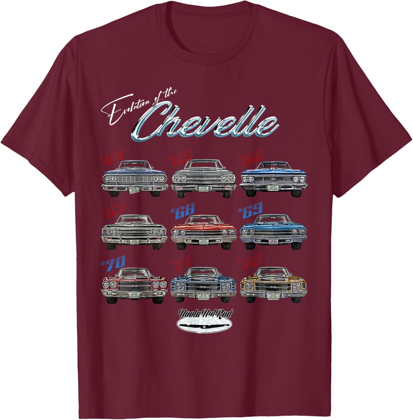 Evolution of the Chevelle SS Hotrod Muscle Car SS454 SS427 T-Shirt - T-Shirt | Maroon