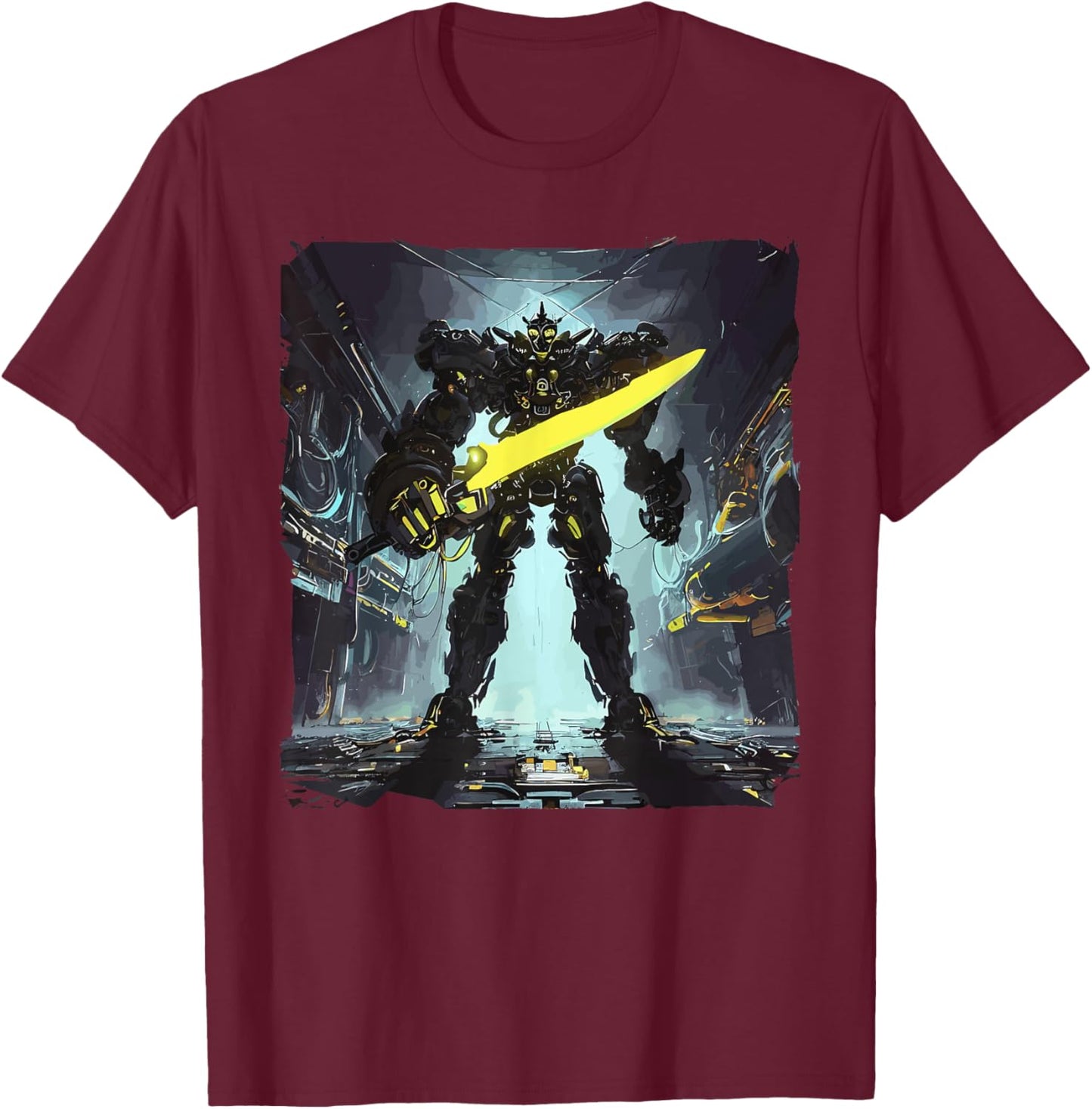 Battlemech Cyberpunk Sci-Fi Mech Warrior Sci-Fi Robot T-Shirt - T-Shirt | Maroon