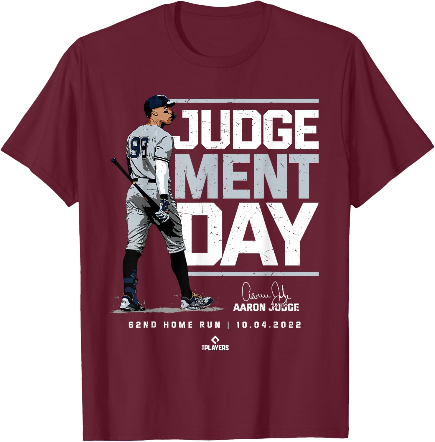 Aaron Judge Judgement Day Aaron Judge New York MLBPA T-Shirt - T-Shirt | Maroon