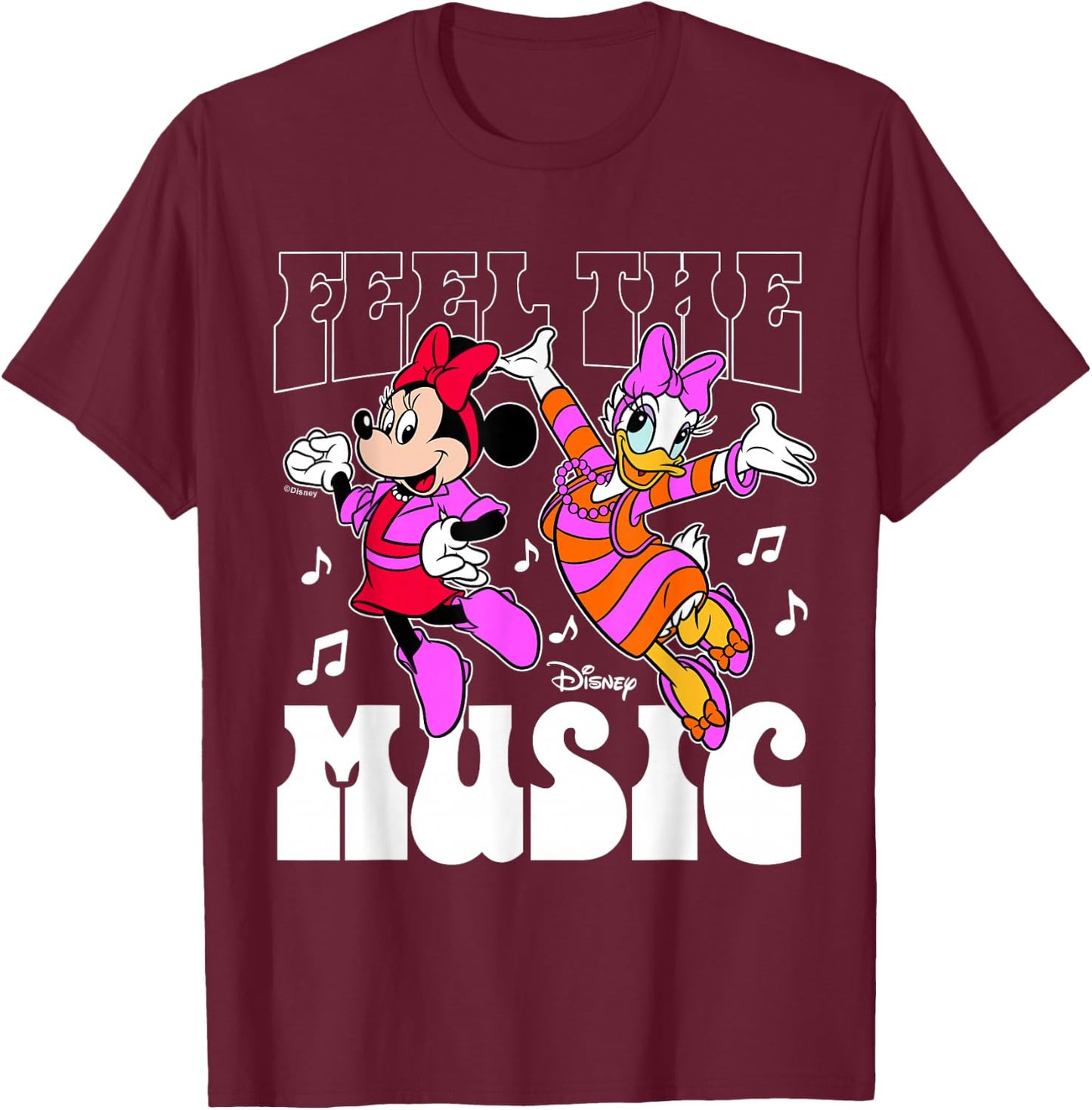 Minnie Mouse Daisy Duck - Feel The Music T-Shirt - T-Shirt | Maroon