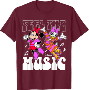 Minnie Mouse Daisy Duck - Feel The Music T-Shirt - T-Shirt | Maroon