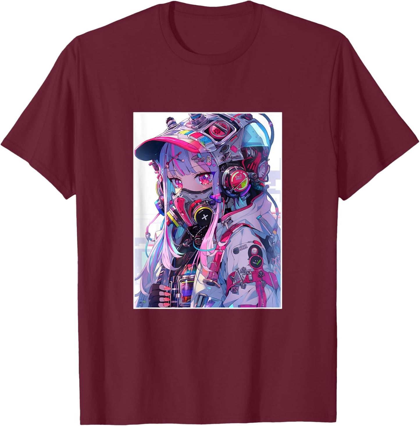 Anime Girl Anime Otaku Japanese Aesthetic T-Shirt - T-Shirt | Maroon