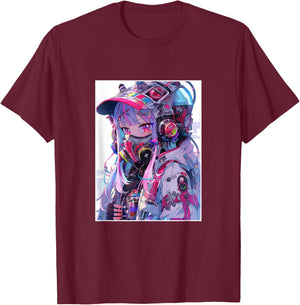 Anime Girl Anime Otaku Japanese Aesthetic T-Shirt - T-Shirt | Maroon