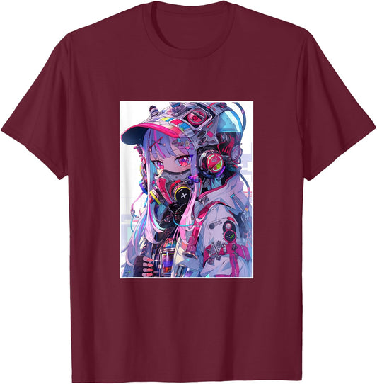 Anime Girl Anime Otaku Japanese Aesthetic T-Shirt - T-Shirt | Maroon