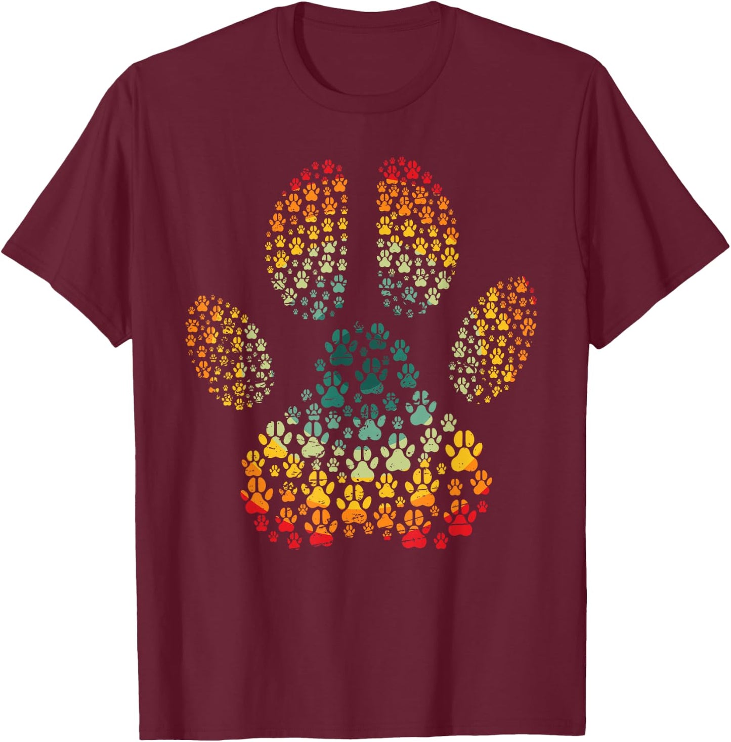 Vintage Dog Love Retro Paw Print Pet Lover Design for Dog T-Shirt - T-Shirt | Maroon