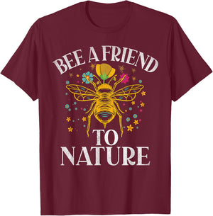 Bee a Friend to Nature Bee T-Shirt - T-Shirt | Maroon