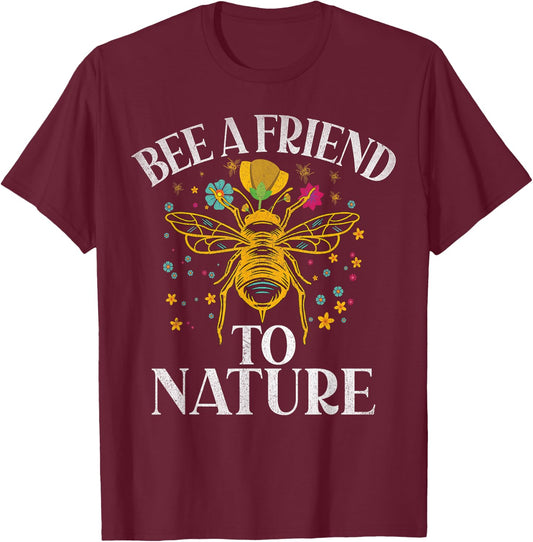 Bee a Friend to Nature Bee T-Shirt - T-Shirt | Maroon