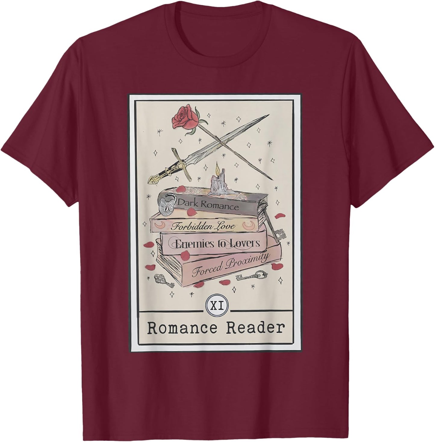 Dark Romance Reader Tarot Card Bookish Smut Reader Smutty T-Shirt - T-Shirt | Maroon