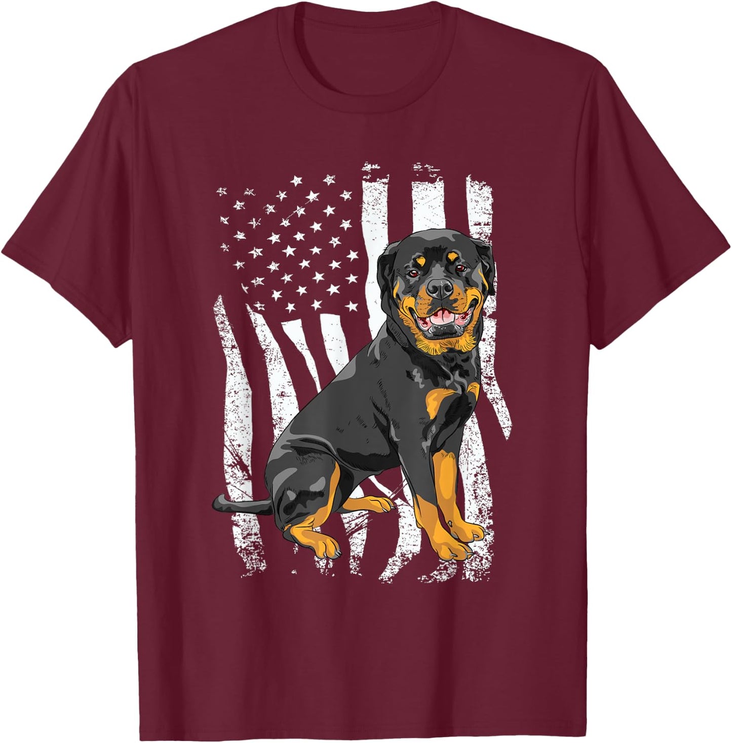 Rottweiler - USA American Flag Puppy Lover Dog Breeder T-Shirt - T-Shirt | Maroon