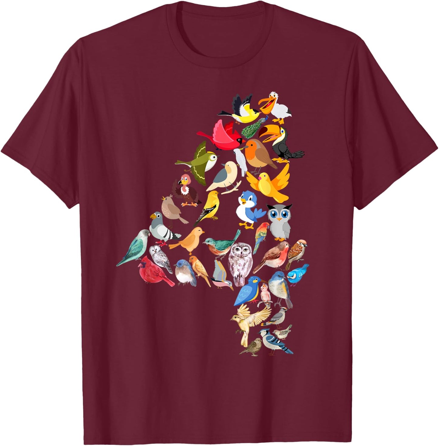 Kids 4th Birthday Birds Themed 4 Year Old Boys Bird Lover T-Shirt - T-Shirt | Maroon