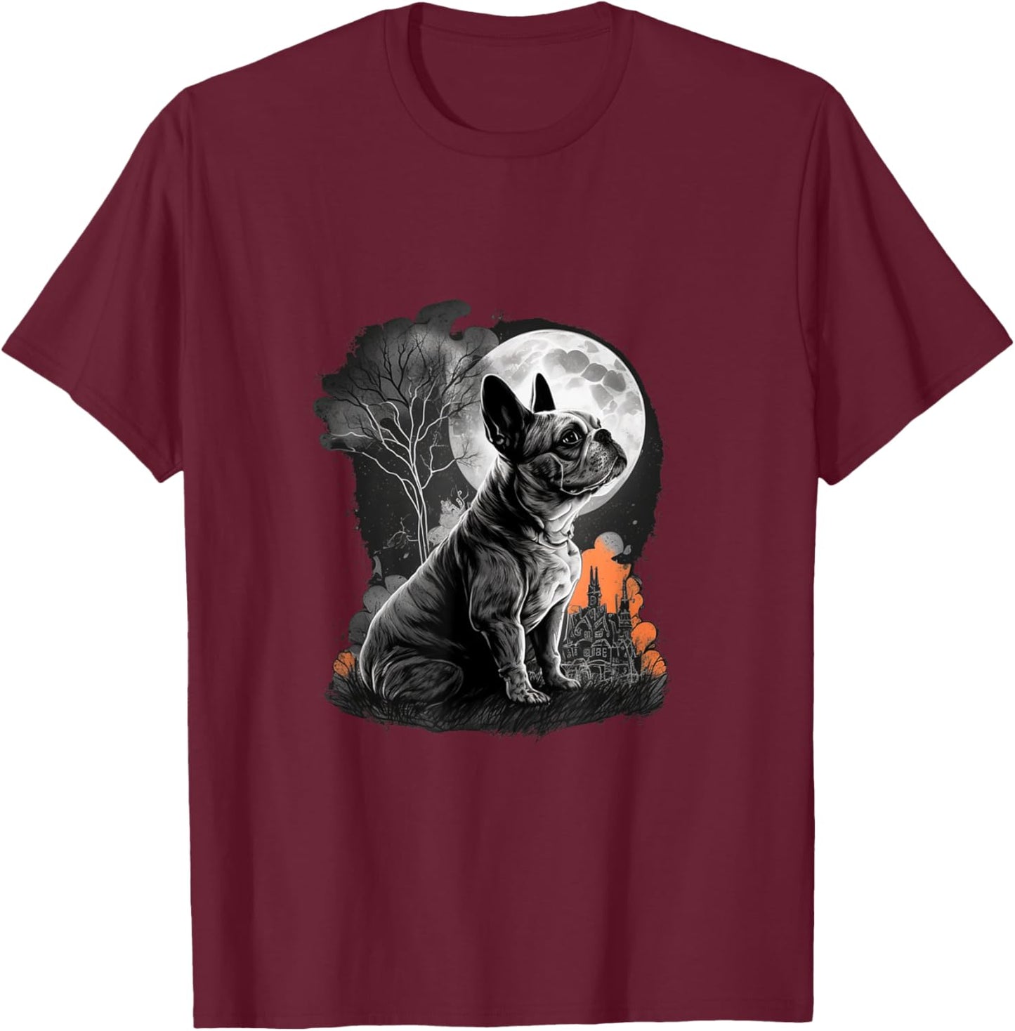 French Bulldog Halloween Costume | Scary Pumpkin Witch Ghost Women T-Shirt - T-Shirt | Maroon