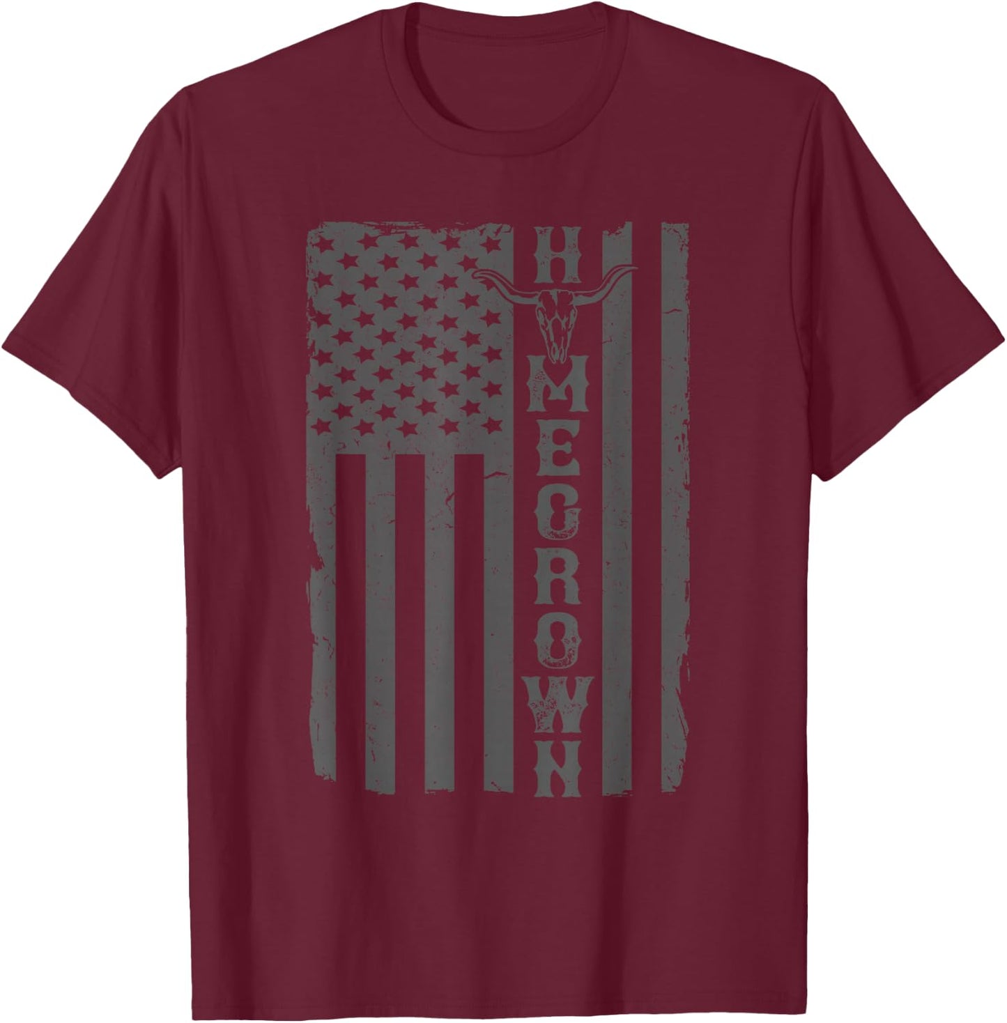 The Homegrown Stripe: Cowboy Edition American Flag T-Shirt - T-Shirt | Maroon