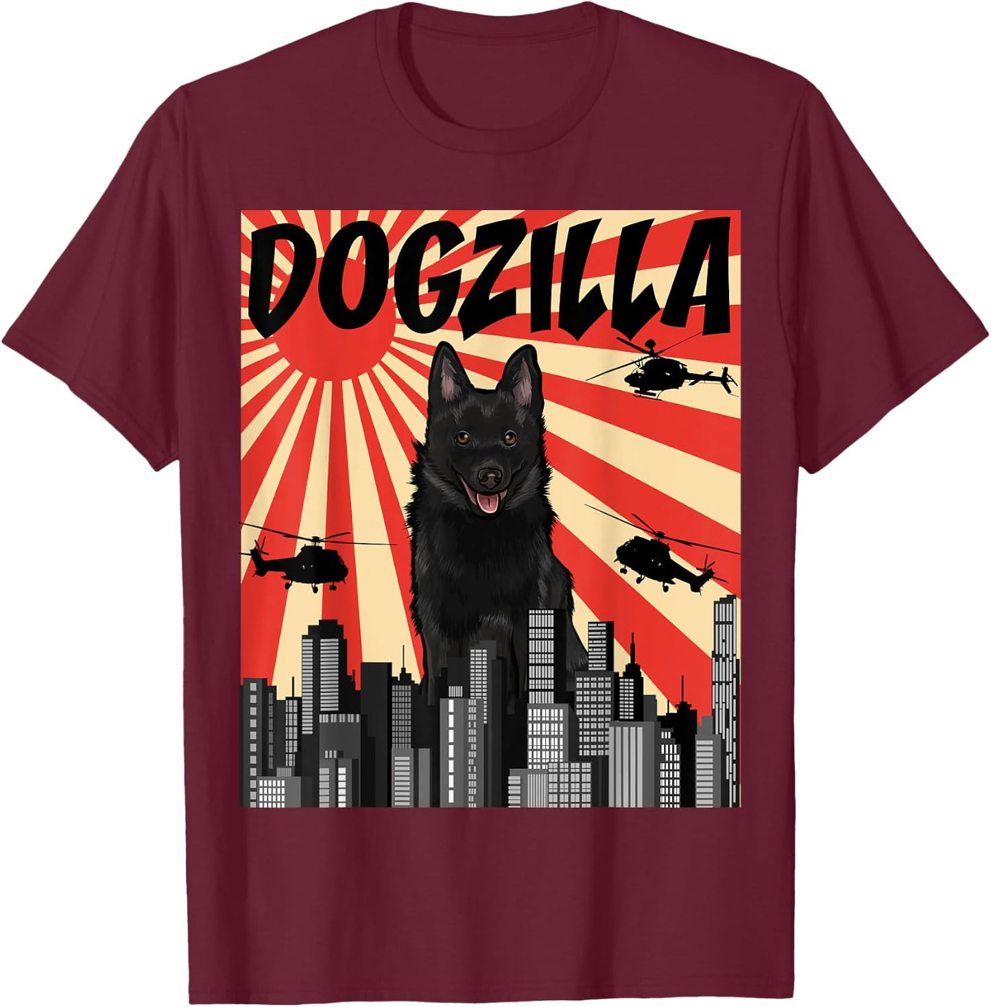 Funny Dog Skipperki T-Shirt - T-Shirt | Maroon