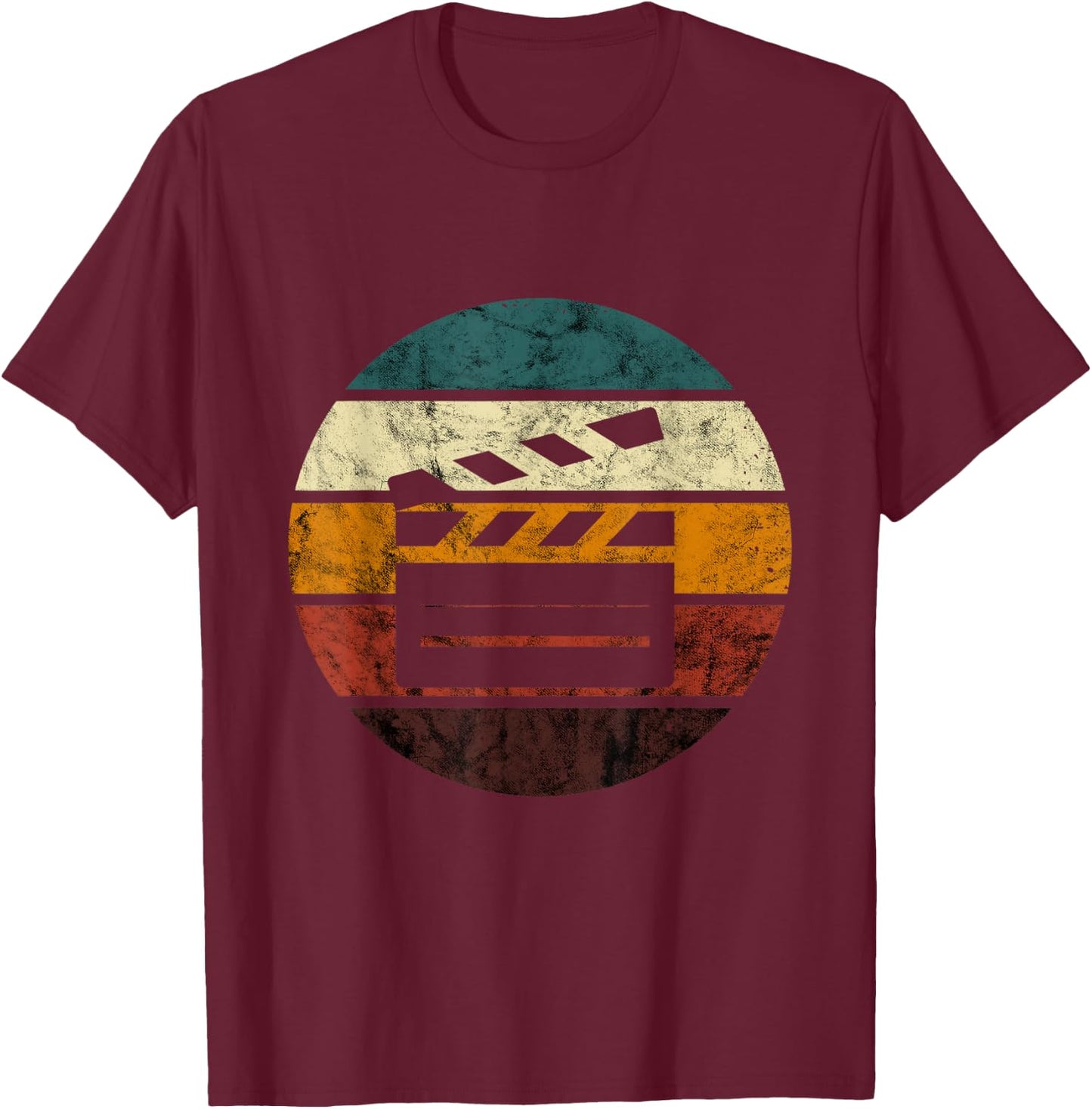 Clapboard Filmmaking Retro Cinematography Vintage Filmmaker T-Shirt - T-Shirt | Maroon