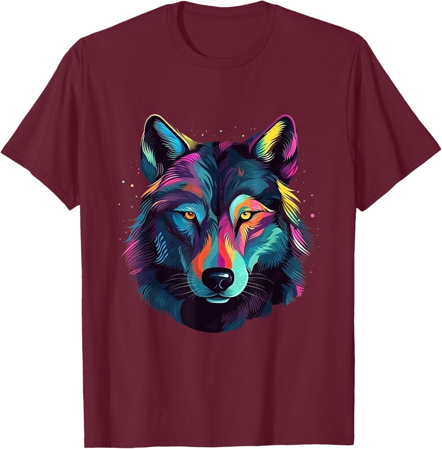 Wolf Pop Art Colorful Art Wolf Lover T-Shirt - T-Shirt | Maroon