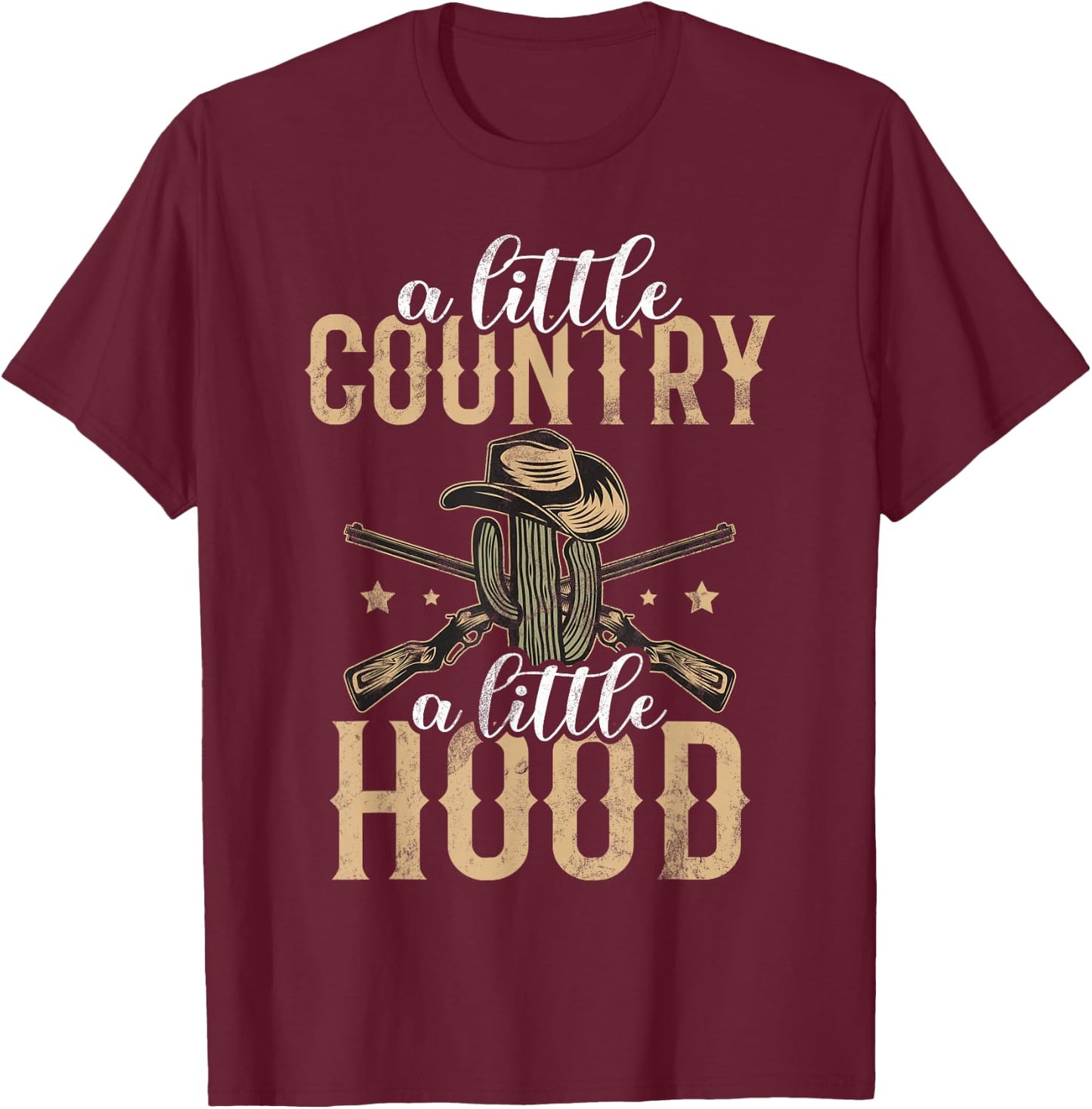 A Little Country a little Hood Country Girl T-Shirt - T-Shirt | Maroon