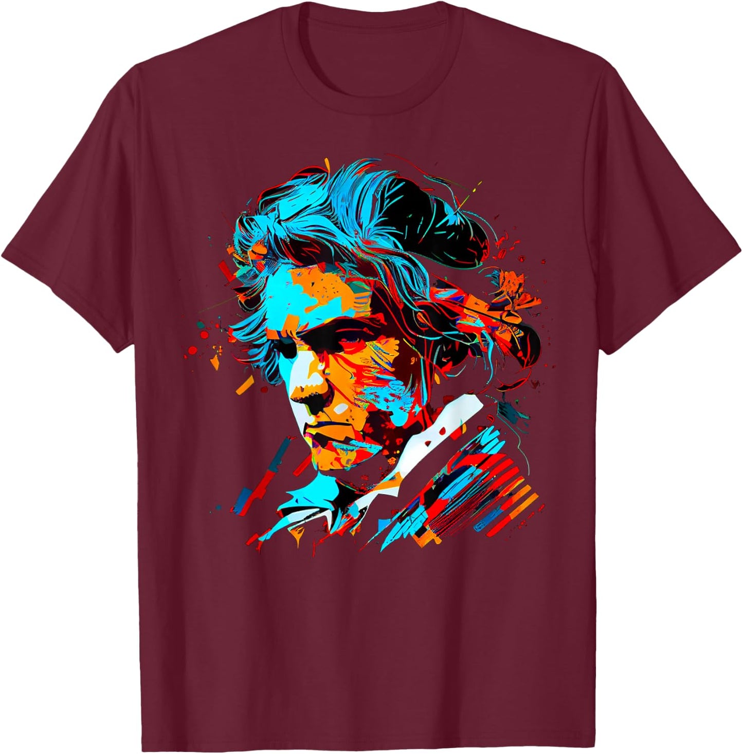Pop Art Ludwig van Beethoven Music Composer T-Shirt - T-Shirt | Maroon
