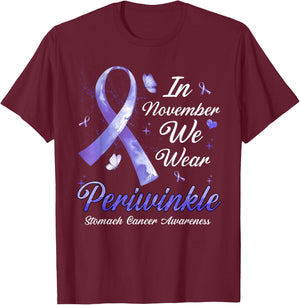 In November We Wear Periwinkle Stomach Cancer Awareness T-Shirt - T-Shirt | Maroon