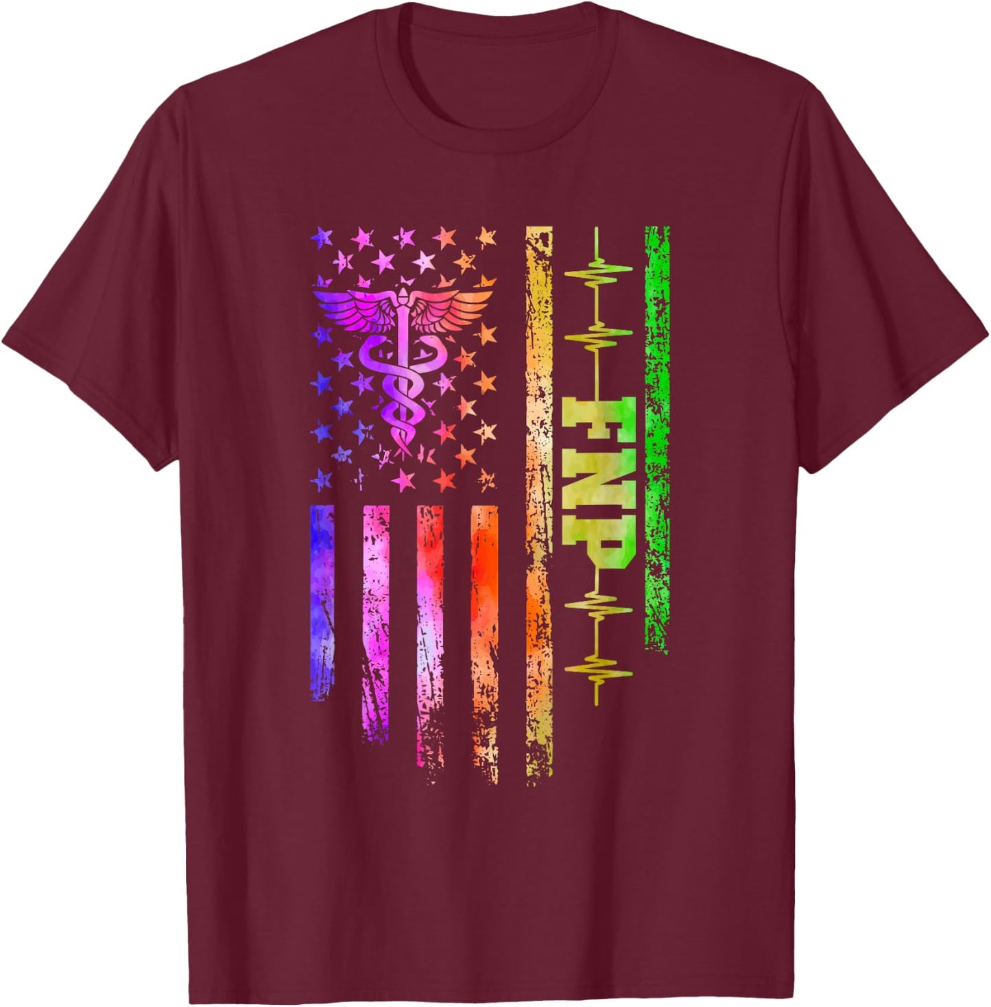 FNP American Flag Family Nurse Practitioner T-Shirt - T-Shirt | Maroon