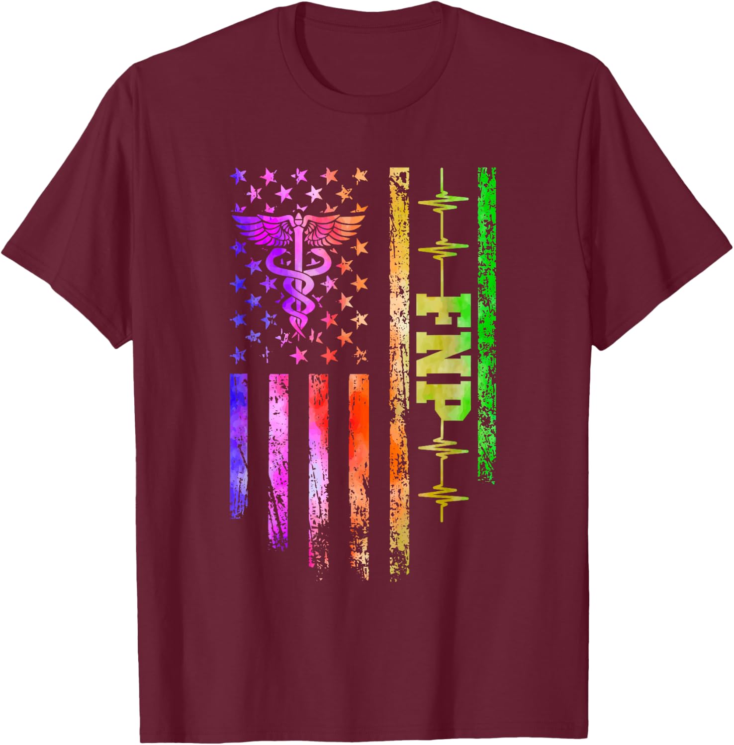 FNP American Flag Family Nurse Practitioner T-Shirt - T-Shirt | Maroon