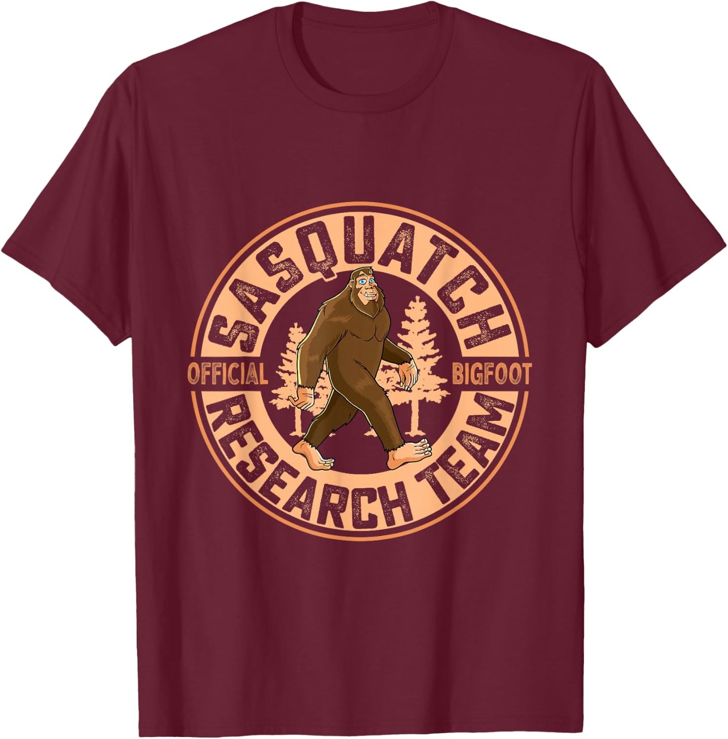Sasquatch Official Bigfoot Research Team Men Women Kids T-Shirt - T-Shirt | Maroon
