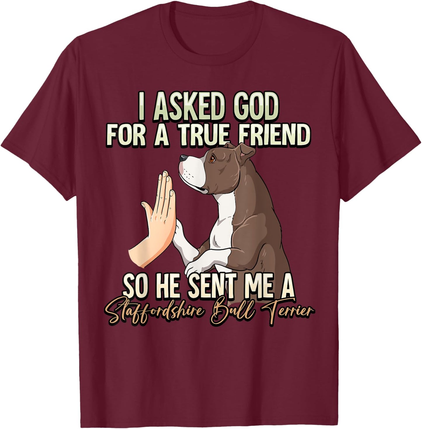 Staffordshire Bull Terrier T-Shirt - T-Shirt | Maroon