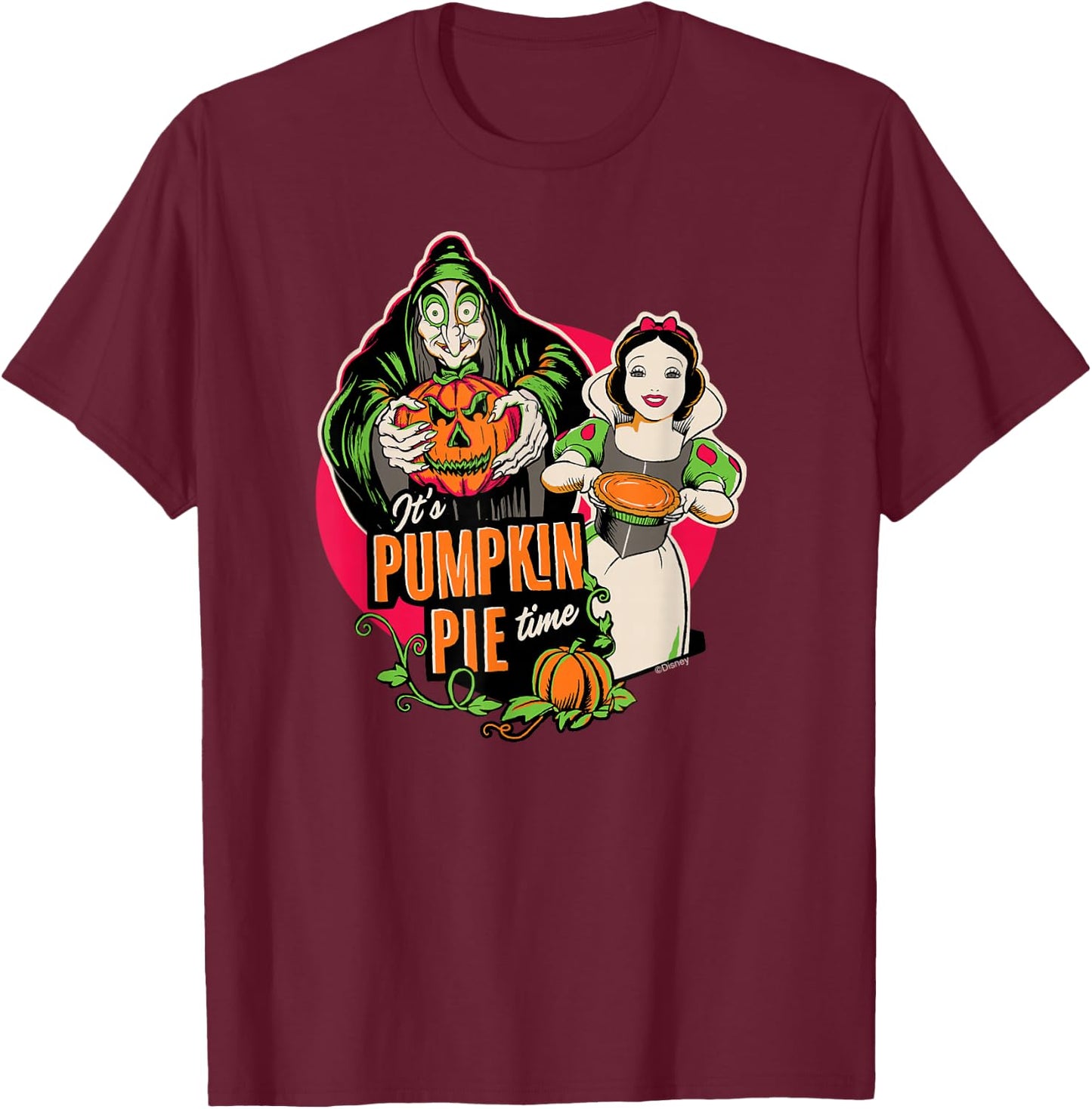 Disney Princess Snow White Queen Pumpkin Pie Time Halloween T-Shirt - T-Shirt | Maroon