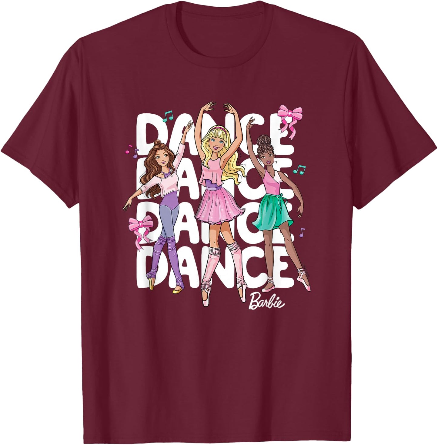 Barbie - Dance Stacked T-Shirt - T-Shirt | Maroon